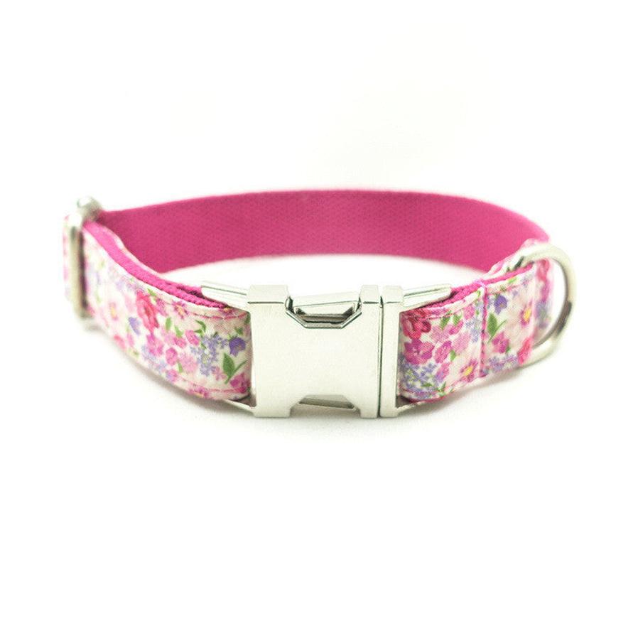 JMT-909194 Purple Flower Pattern Durable Dog Collar - Available in Multiple Sizes
