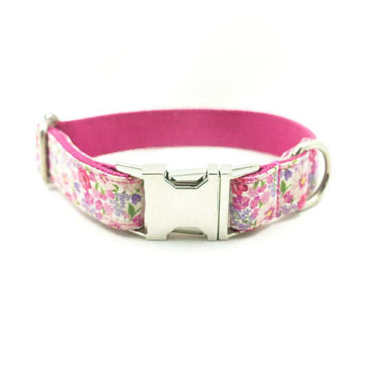 JMT-909194 Purple Flower Pattern Durable Dog Collar - Available in Multiple Sizes