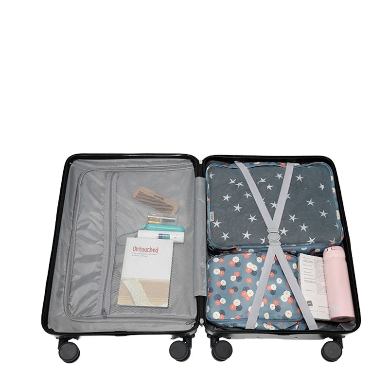JMT-909322 Expandable 4-Piece Trolley Luggage Set - 20", 24", 28" Suitcases with Wheels and Matching Bag