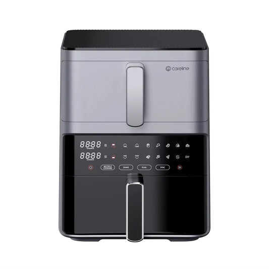 JMT-909450 Dual-core Digital Air Fryer with High Capacity - Oil-Free Cooking Appliance in Silver Finish