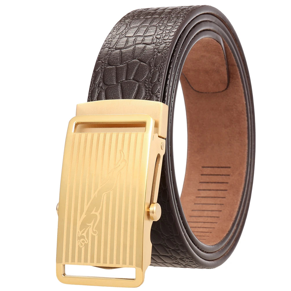 JMT-909450 Leather 3.5CM Belt with Steel Buckle - Model LY36-61518-8