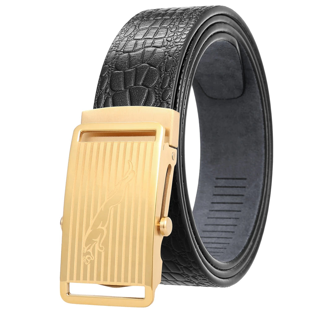 JMT-909450 Leather 3.5CM Belt with Steel Buckle - Model LY36-61518-8