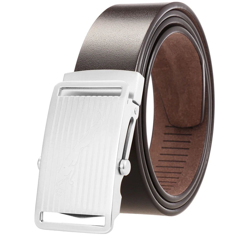 JMT-909450 Leather 3.5CM Belt with Steel Buckle - Model LY36-61518-8