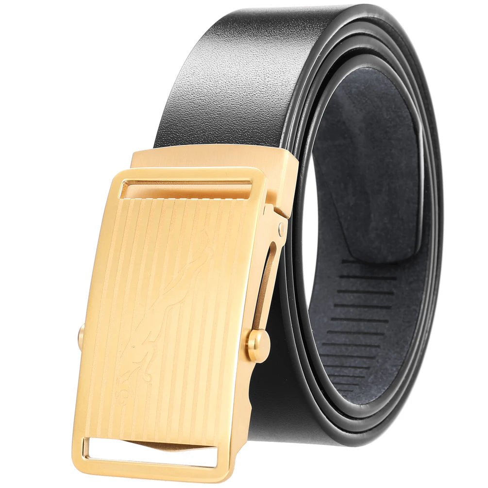 JMT-909450 Leather 3.5CM Belt with Steel Buckle - Model LY36-61518-8