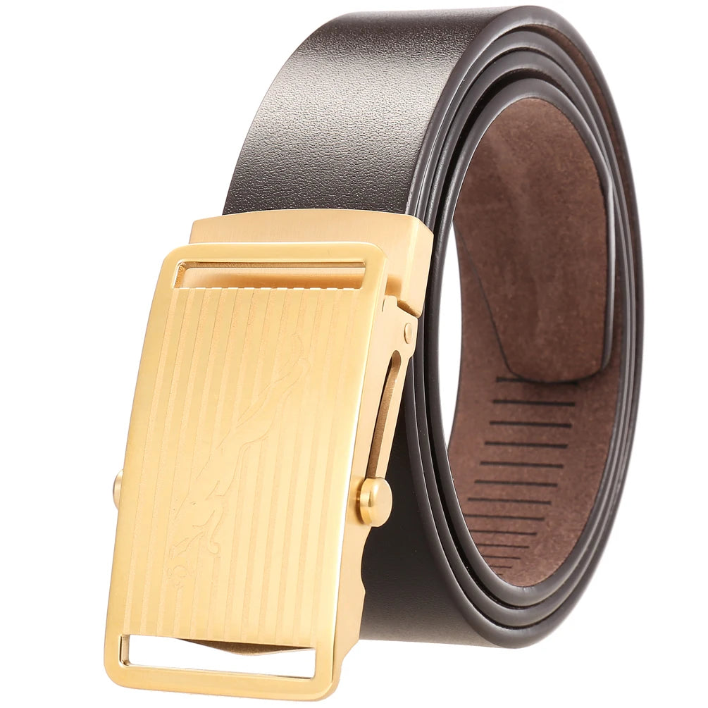 JMT-909450 Leather 3.5CM Belt with Steel Buckle - Model LY36-61518-8