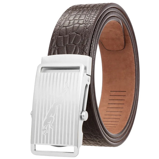 JMT-909450 Leather 3.5CM Belt with Steel Buckle - Model LY36-61518-8