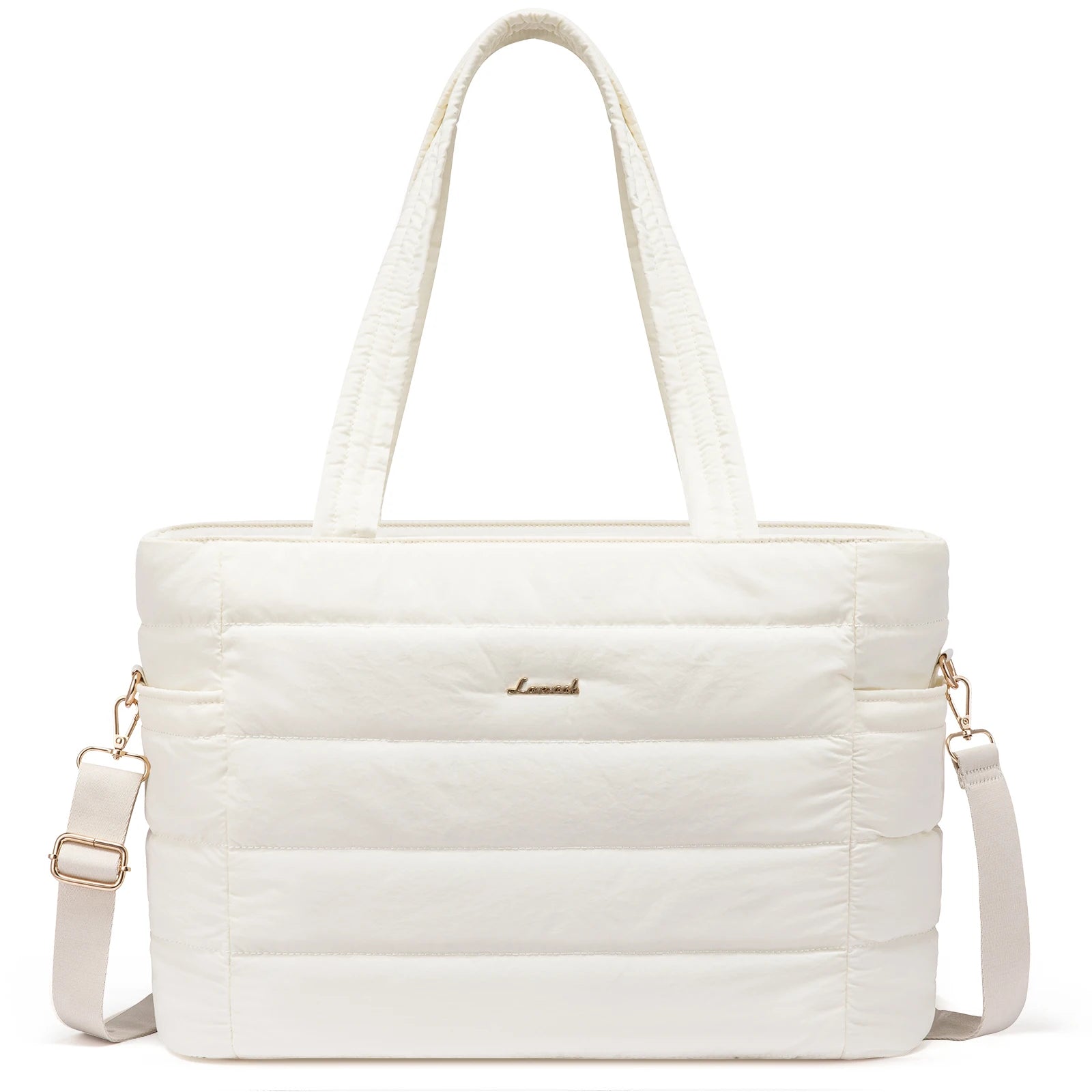 JMT-909514 Quilted Puffer Tote Bag for 15.6 to 17 Inch Laptops - Lightweight Office Shoulder Purse for Women