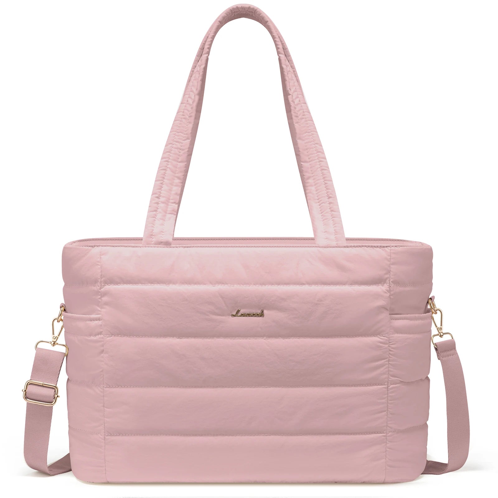 JMT-909514 Quilted Puffer Tote Bag for 15.6 to 17 Inch Laptops - Lightweight Office Shoulder Purse for Women