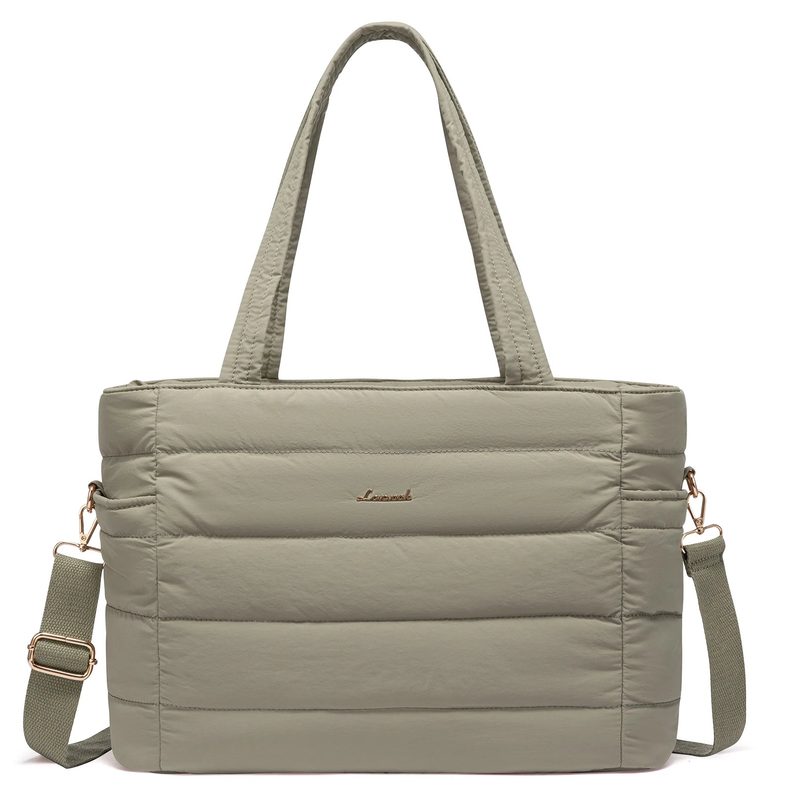 JMT-909514 Quilted Puffer Tote Bag for 15.6 to 17 Inch Laptops - Lightweight Office Shoulder Purse for Women