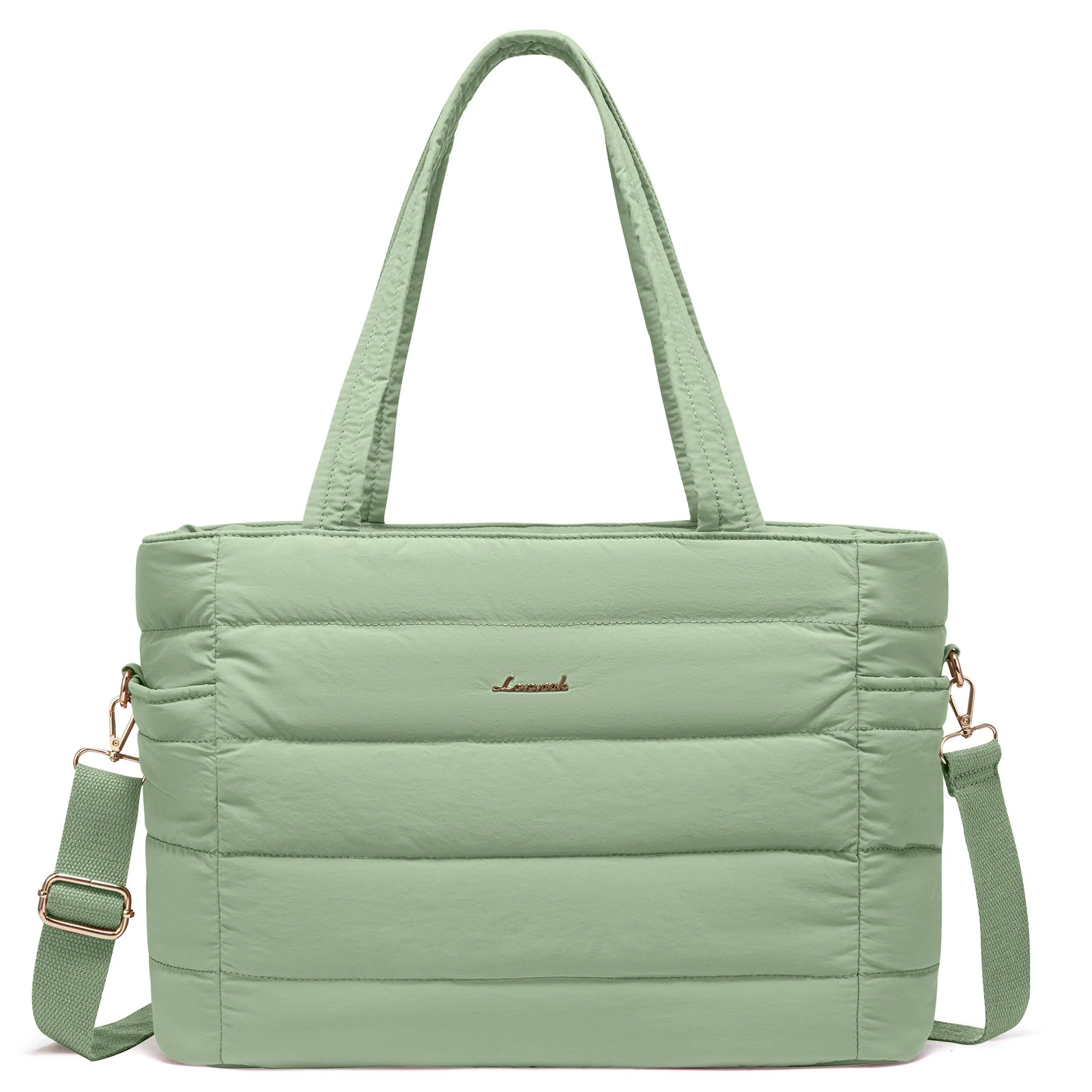 JMT-909514 Quilted Puffer Tote Bag for 15.6 to 17 Inch Laptops - Lightweight Office Shoulder Purse for Women