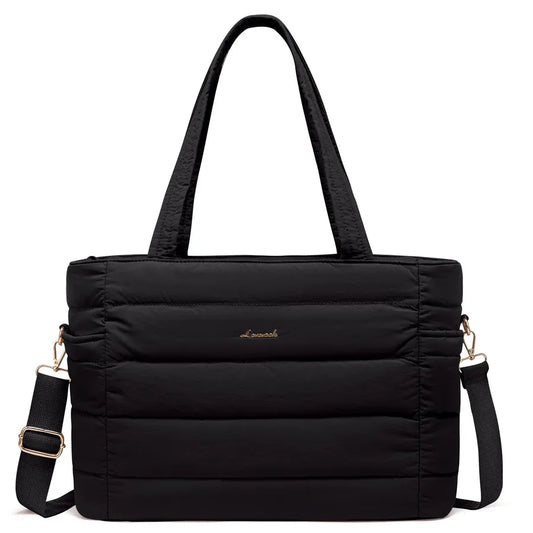JMT-909514 Quilted Puffer Tote Bag for 15.6 to 17 Inch Laptops - Lightweight Office Shoulder Purse for Women