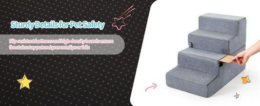 JMT-909706 Non-Slip Foam Pet Steps for Easy Access to Beds and Sofas - 3, 4, or 5-Step Options Available