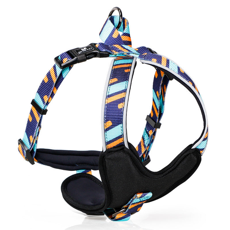 JMT-910026 Adjustable Pet Chest Strap in Blue, Red, or Wave - Sizes S to L for Dogs 5-35kg