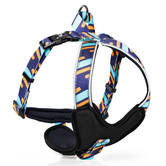 JMT-910026 Adjustable Pet Chest Strap in Blue, Red, or Wave - Sizes S to L for Dogs 5-35kg