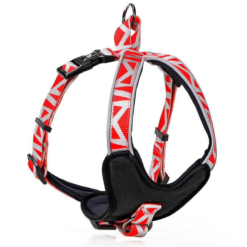 JMT-910026 Adjustable Pet Chest Strap in Blue, Red, or Wave - Sizes S to L for Dogs 5-35kg