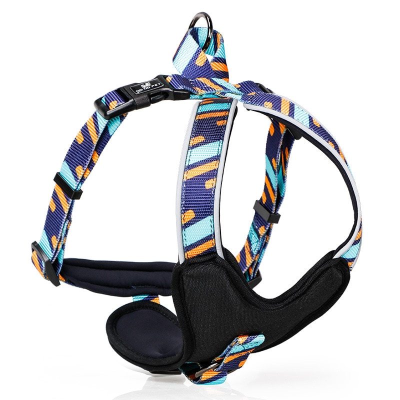 JMT-910026 Adjustable Pet Chest Strap in Blue, Red, or Wave - Sizes S to L for Dogs 5-35kg