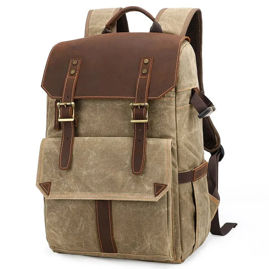 JMT-910218 Vintage Waxed Canvas Camera Bag for DSLR and Video Equipment