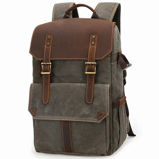 JMT-910218 Vintage Waxed Canvas Camera Bag for DSLR and Video Equipment
