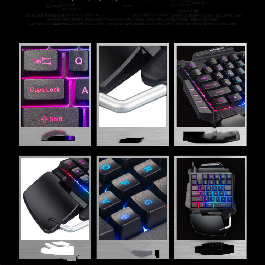 JMT-910474 One-Handed Gaming Keyboard Converter for Mobile Games with Multimedia and Shortcut Keys