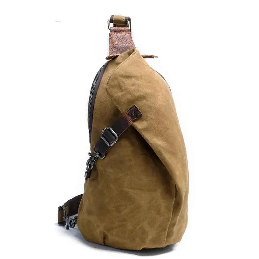 JMT-910730 Men's Wax Canvas Crossbody Messenger Chest Bag - High Capacity Design