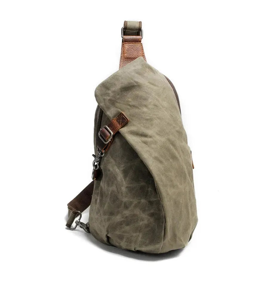 JMT-910730 Men's Wax Canvas Crossbody Messenger Chest Bag - High Capacity Design
