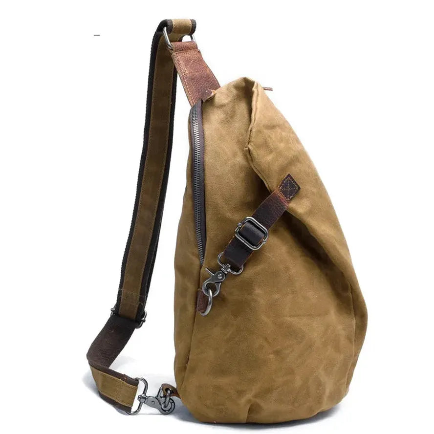 JMT-910730 Men's Wax Canvas Crossbody Messenger Chest Bag - High Capacity Design