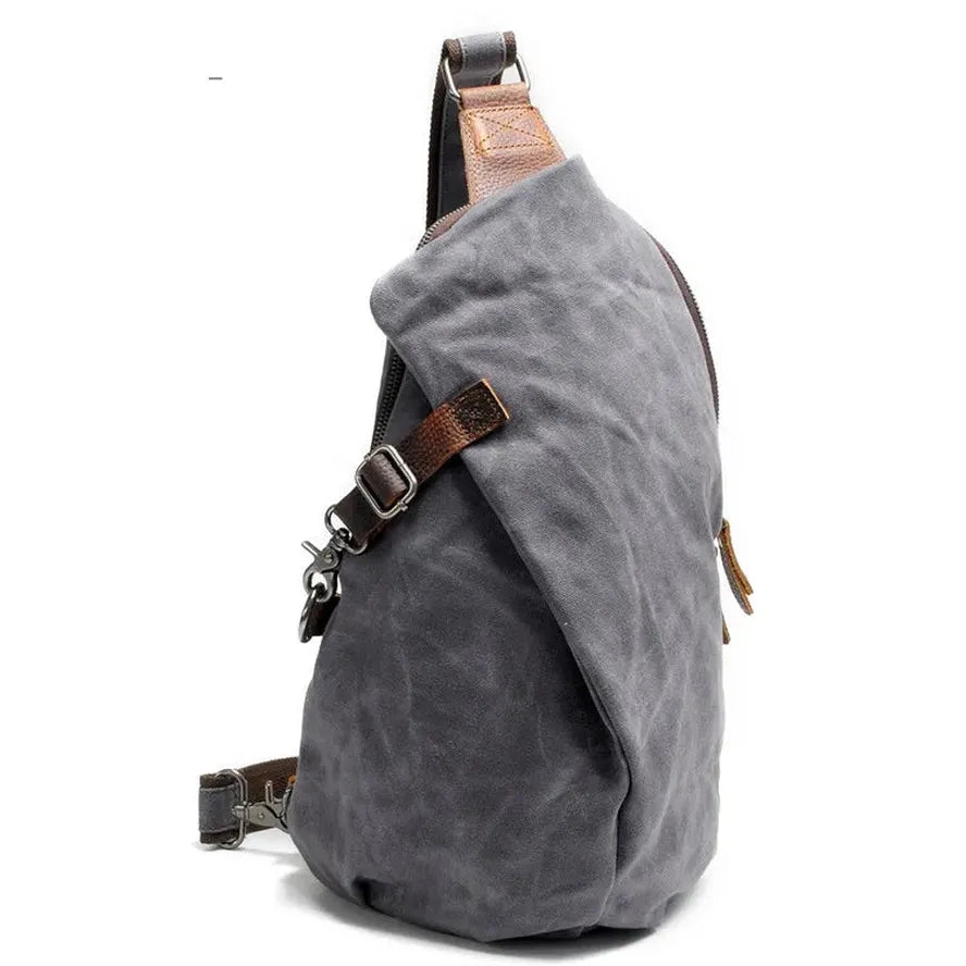 JMT-910730 Men's Wax Canvas Crossbody Messenger Chest Bag - High Capacity Design