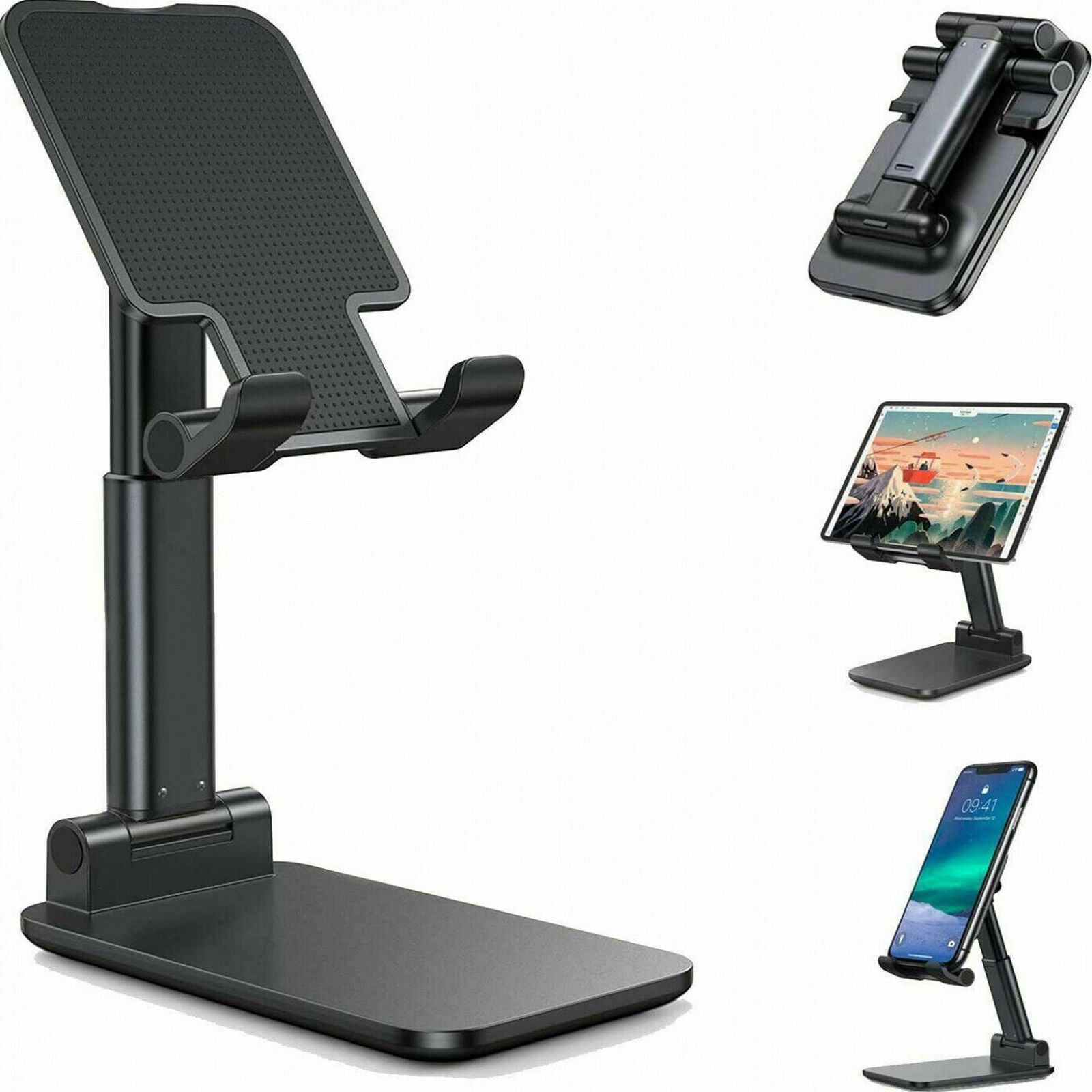 JMT-910858 Multi-Angle Foldable Cell Phone and Tablet Stand with Ergonomic Design and Charging Port Access
