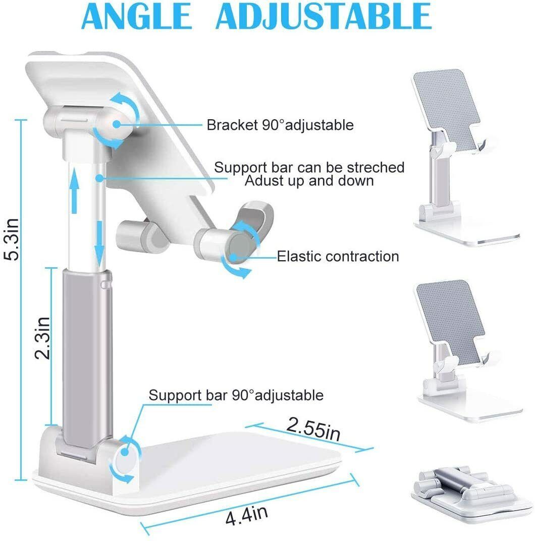 JMT-910858 Multi-Angle Foldable Cell Phone and Tablet Stand with Ergonomic Design and Charging Port Access
