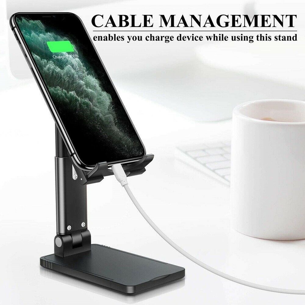 JMT-910858 Multi-Angle Foldable Cell Phone and Tablet Stand with Ergonomic Design and Charging Port Access