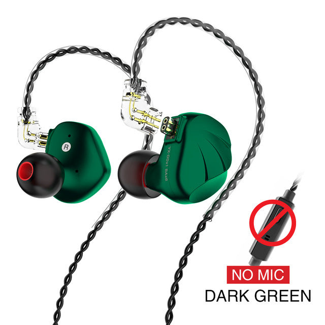 JMT-910986 Hybrid Metal In-Ear Earphones with 1DD+6BA Drivers, 3.5mm Plug, Optional Mic, 1.25m Cable