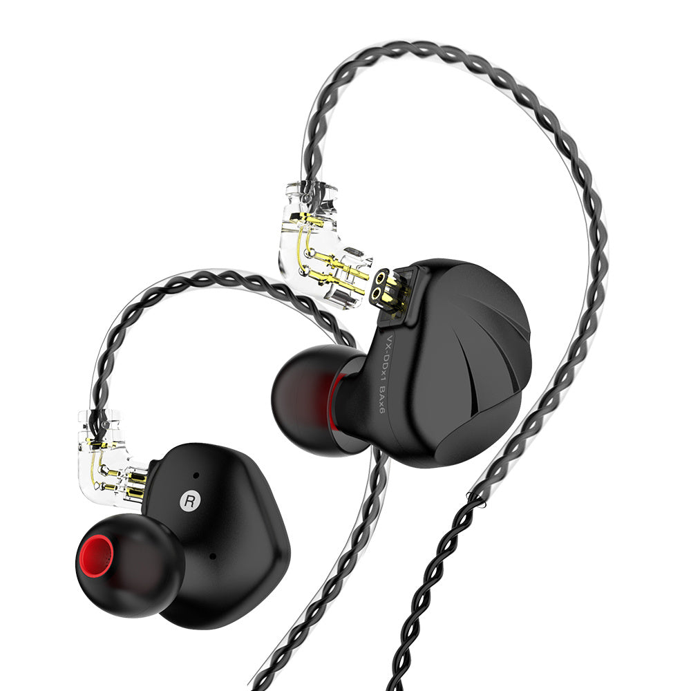 JMT-910986 Hybrid Metal In-Ear Earphones with 1DD+6BA Drivers, 3.5mm Plug, Optional Mic, 1.25m Cable