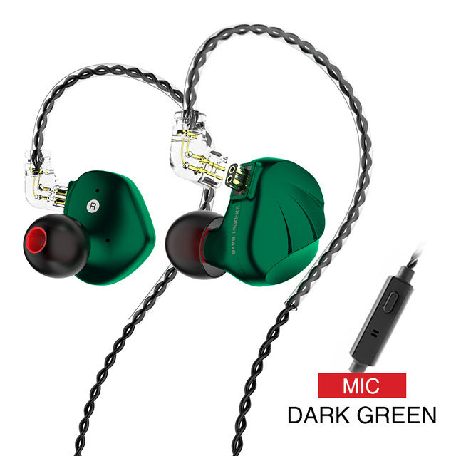 JMT-910986 Hybrid Metal In-Ear Earphones with 1DD+6BA Drivers, 3.5mm Plug, Optional Mic, 1.25m Cable