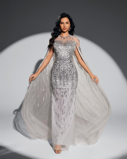 JMT-911242 Elegant Silver Evening Dress for Women - Model SH0011