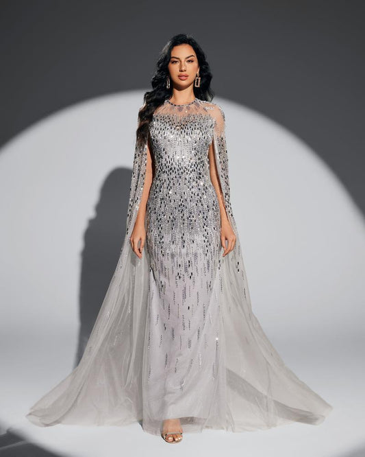 JMT-911242 Elegant Silver Evening Dress for Women - Model SH0011