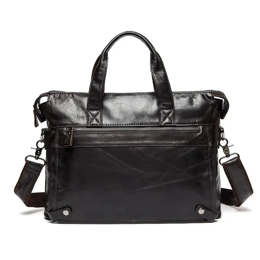 JMT-911242 Vintage Cowhide Leather Men's Shoulder Bag - Classic Briefcase for Office Use