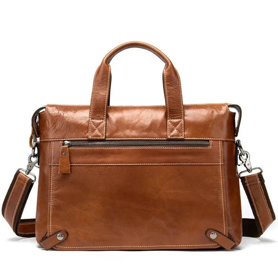 JMT-911242 Vintage Cowhide Leather Men's Shoulder Bag - Classic Briefcase for Office Use
