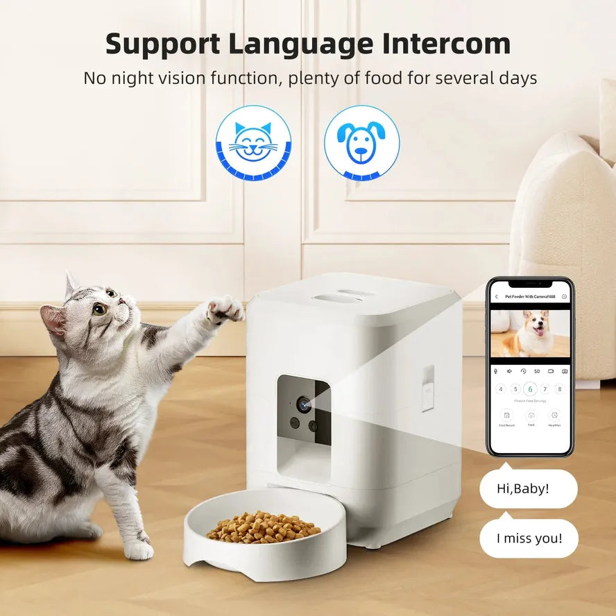 JMT-911370 Automatic 2L Dog and Cat Feeder with Video, WiFi Control and Timed Dispenser
