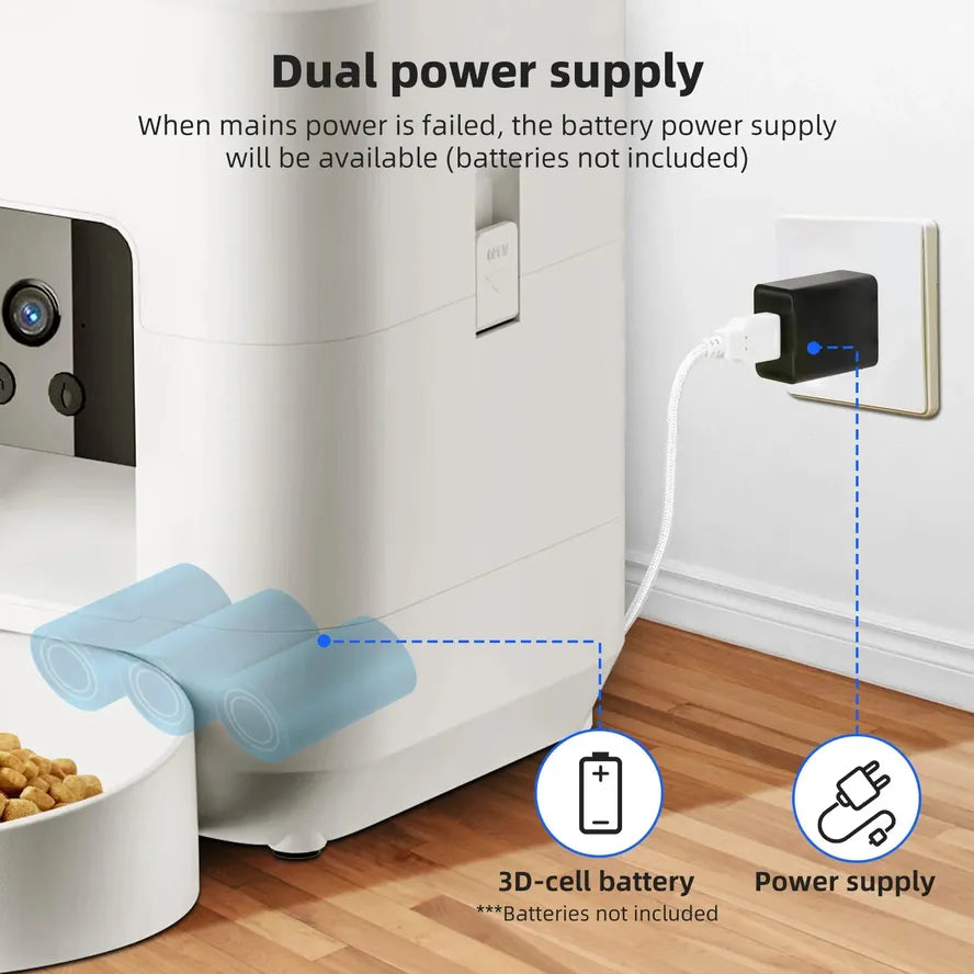 JMT-911370 Automatic 2L Dog and Cat Feeder with Video, WiFi Control and Timed Dispenser