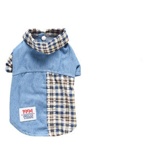 JMT-911754 Two-Legged Summer Plaid Cotton Shirt for Bichon Poodles - XS to XL Sizes Available