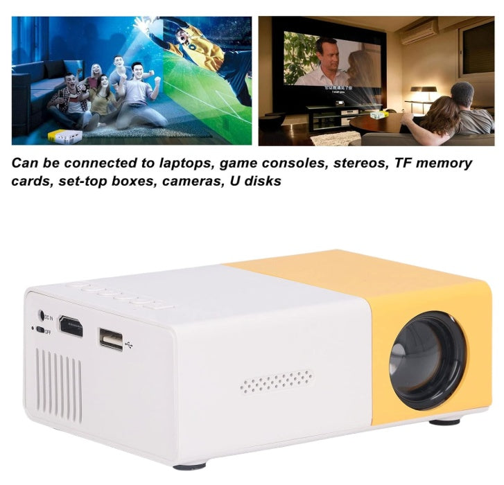 JMT-912010 Compact Mini Projector YG-300 for Home Entertainment and Travel with LED Light Source and Multiple Inputs
