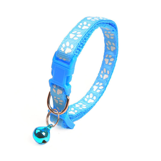 JMT-912650 Cute Solid Color Footprints Bell Collar for Puppies and Cats - Available in Multiple Colors