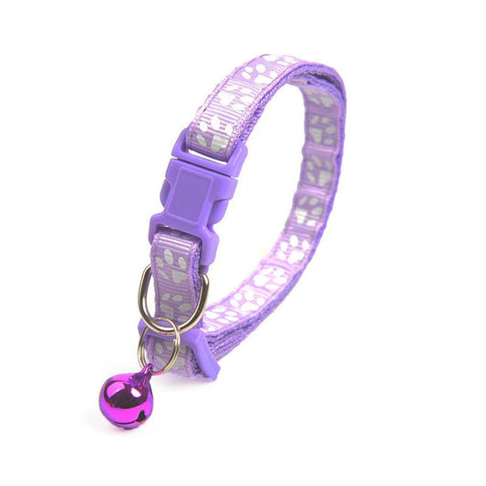 JMT-912650 Cute Solid Color Footprints Bell Collar for Puppies and Cats - Available in Multiple Colors