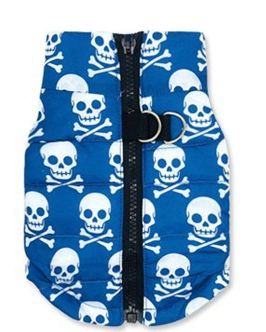 JMT-912778 Blue Skull Cotton Vest for Pets - Leisure Style, Available in Multiple Sizes (XS - XL)