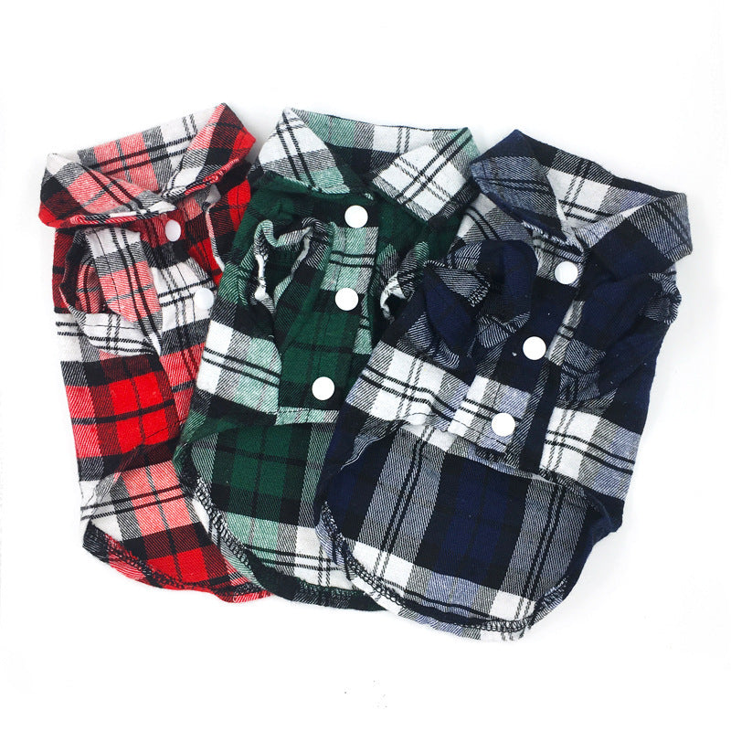 JMT-912906 Spring and Summer Cotton Plaid Dog Shirt - Stylish Pet Apparel for All Breeds