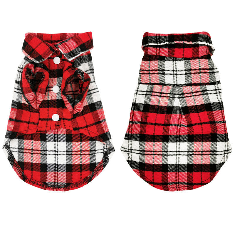 JMT-912906 Spring and Summer Cotton Plaid Dog Shirt - Stylish Pet Apparel for All Breeds