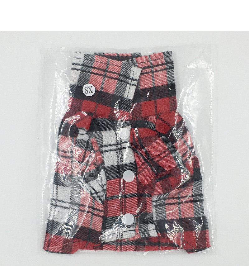 JMT-912906 Spring and Summer Cotton Plaid Dog Shirt - Stylish Pet Apparel for All Breeds