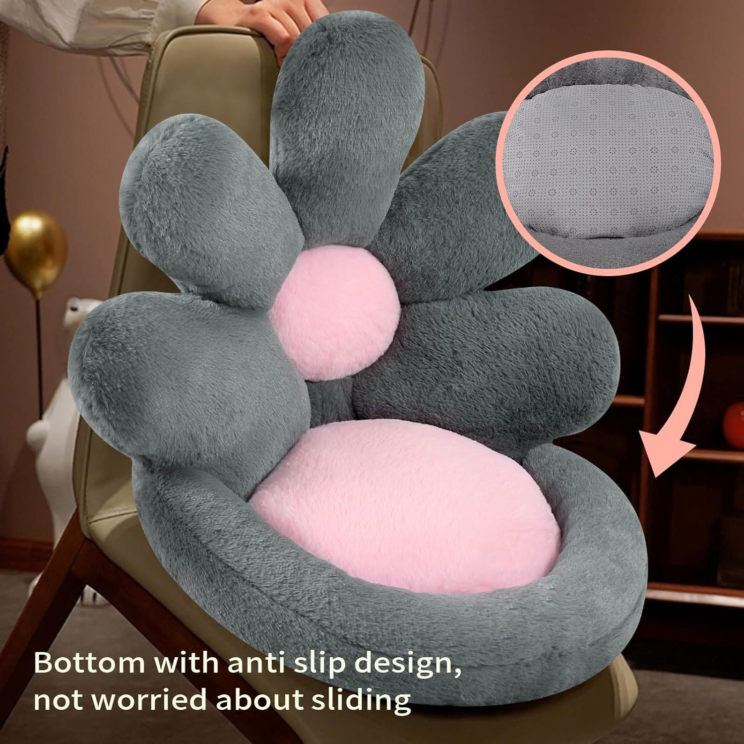 JMT-912970 Round Flower-Shaped Pet Cushion - 19-Inch Soft Scratching Mat for Gaming Chair or Floor Use