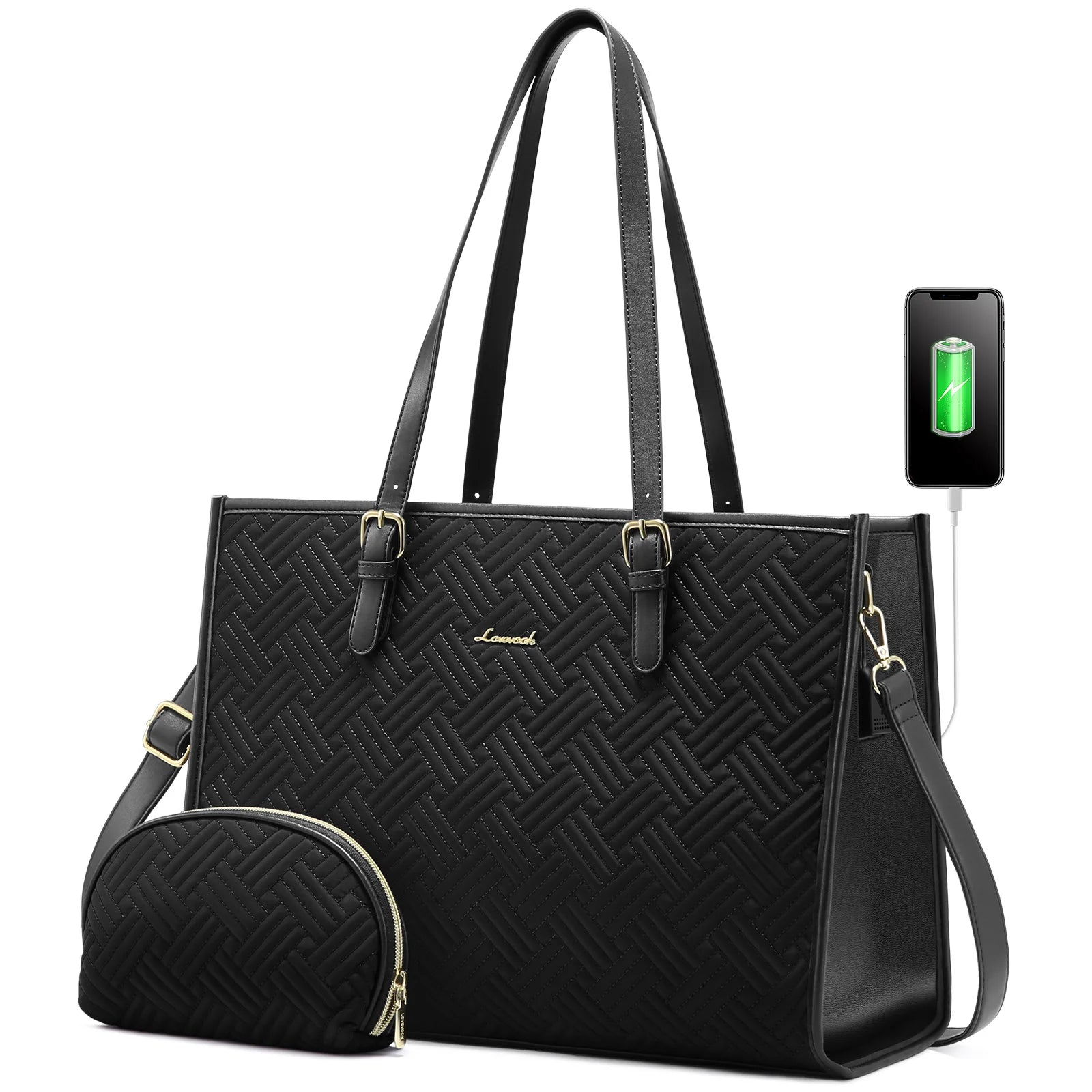 JMT-912970 Stylish 2-Piece Tote Handbag and Clutch for Women's Travel, Shopping, and Work
