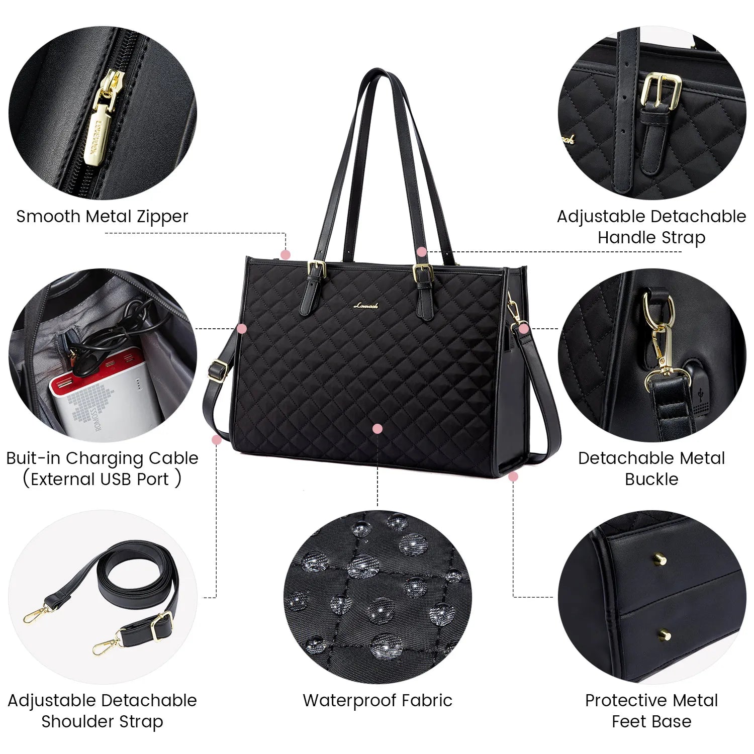 JMT-912970 Stylish 2-Piece Tote Handbag and Clutch for Women's Travel, Shopping, and Work